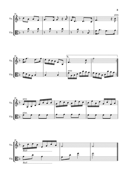 Scottish Folk Song - Auld Lang Sine. Arrangement for Violin and Viola image number null
