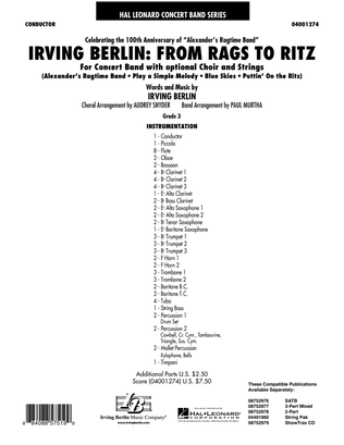 Irving Berlin: From Rags To Ritz - Conductor Score (Full Score)