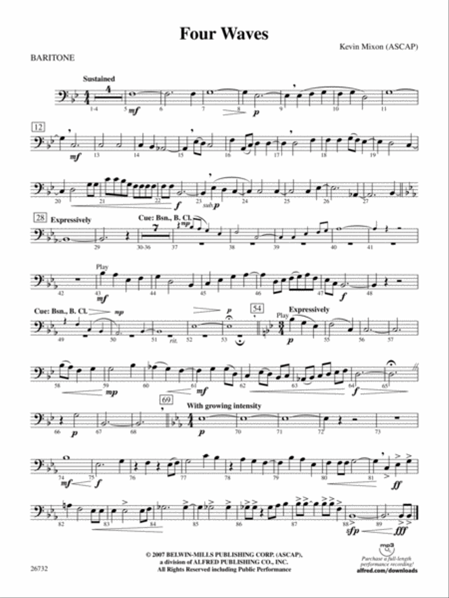 Four Waves: Baritone B.C. Concert Band scores gallery preview page 1