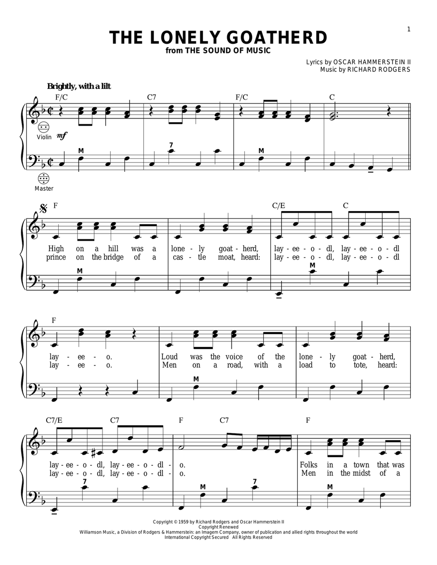 The Lonely Goatherd Piano scores gallery preview page 1