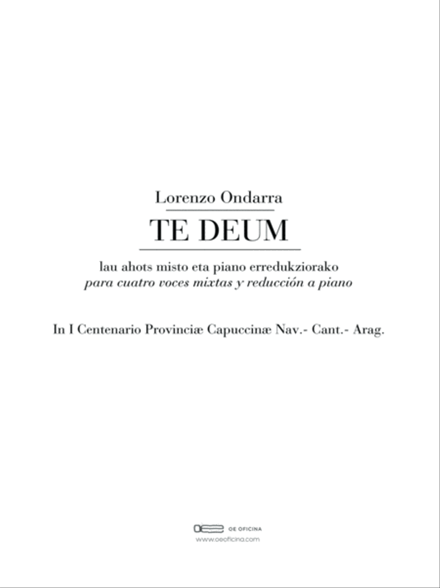 TE DEUM Reducción para piano y 4 voces mixtas - Score Only Full Orchestra scores gallery preview page 5