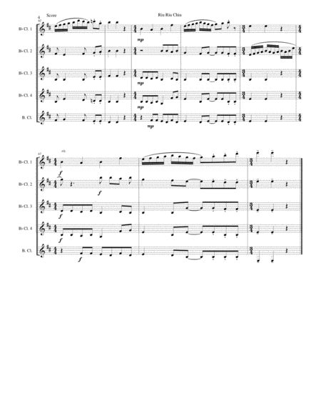 Riu Riu Chiu arranged for clarinet quintet image number null