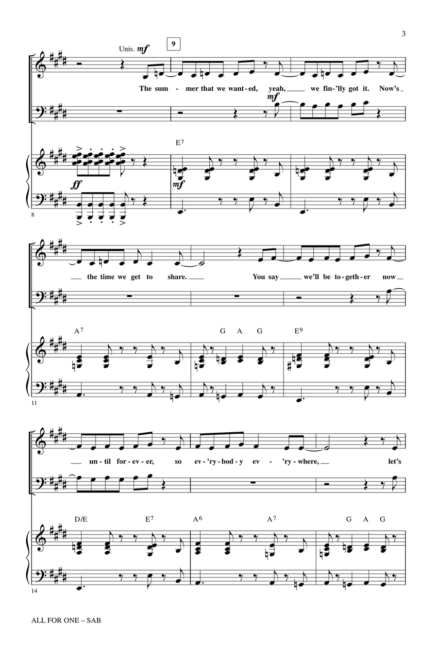 All For One (from High School Musical 2) 3-Part scores gallery preview page 2