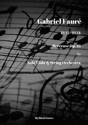 Book cover for Faure Berceuse Op.16 for Viola and String Orchestra