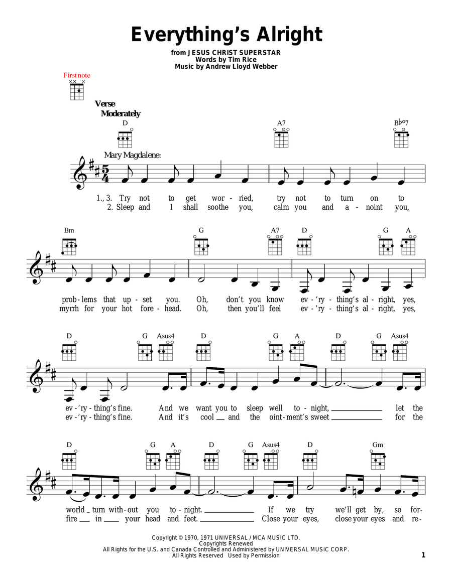 Everything's Alright Ukulele scores gallery preview page 1