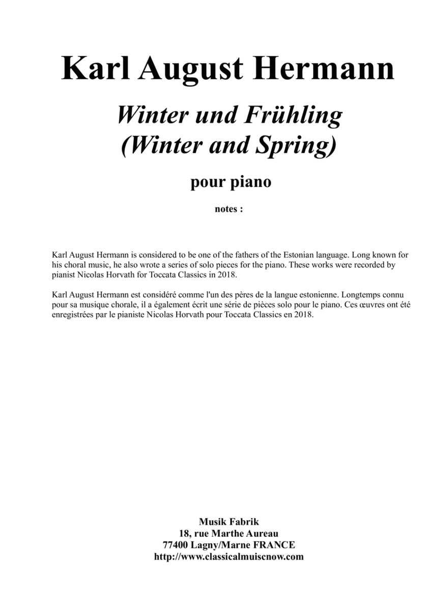 Karl August Hermann : Winter und Früling (Winter and Spring) for piano