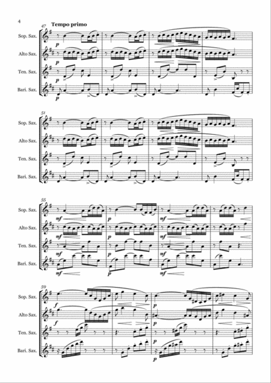 Flower Duet from Lakmé (Delibes) - Saxophone quartet (SATB) Saxophone Quartet scores gallery preview page 4