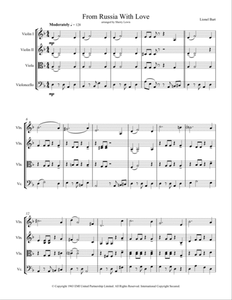 From Russia With Love String Quartet scores gallery preview page 3