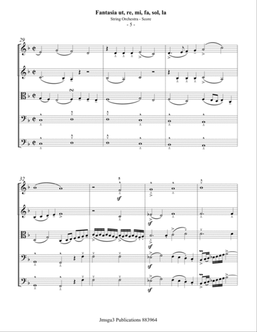 Sweelinck: Fantasia Ut, re, mi, fa, sol, la for String Orchestra - Score Only String Orchestra scores gallery preview page 5