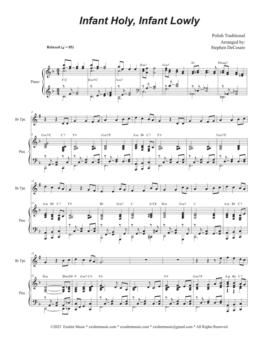 Infant Holy, Infant Lowly (Bb-Trumpet solo and Piano) B-Flat Trumpet scores gallery preview page 1