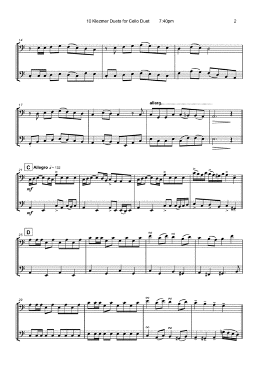 10 Klezmer Duets for Cello