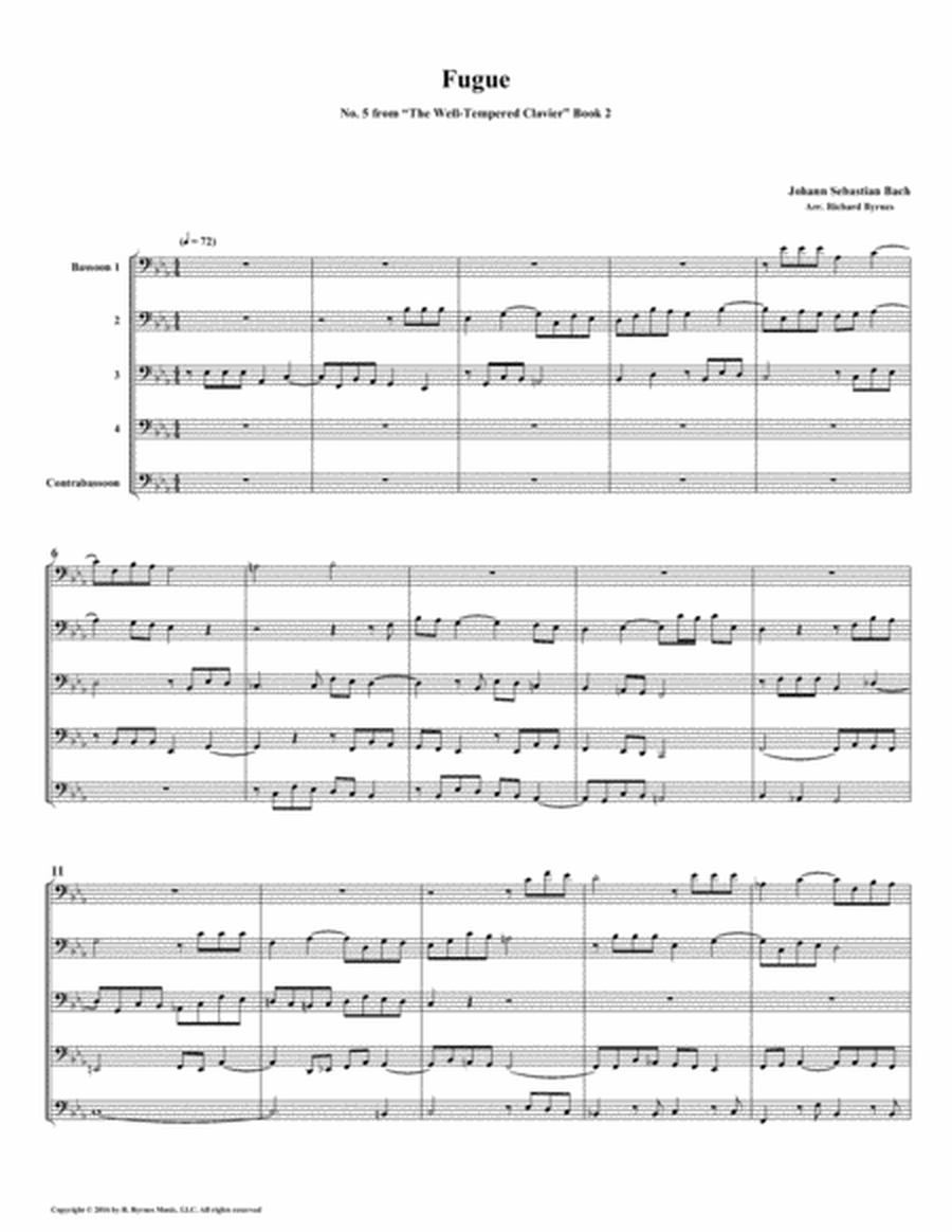 Fugue 05 from Well-Tempered Clavier, Book 2 (Bassoon Quintet) image number null