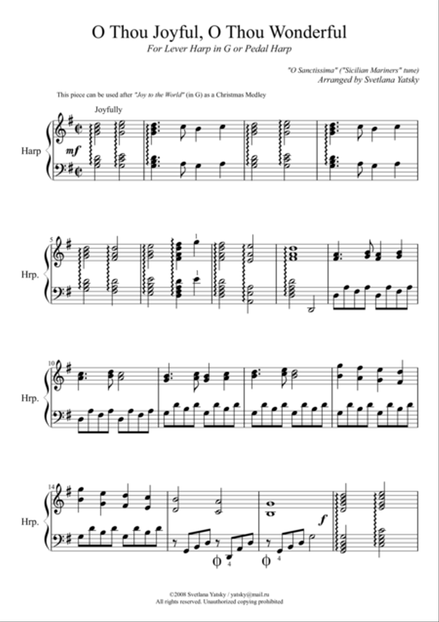 O Thou Joyful, O Thou Wonderful Harp scores gallery preview page 1