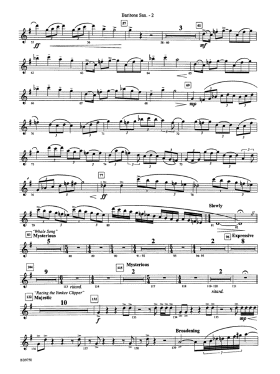 Songs of Sailor and Sea: E-flat Baritone Saxophone Concert Band scores gallery preview page 2