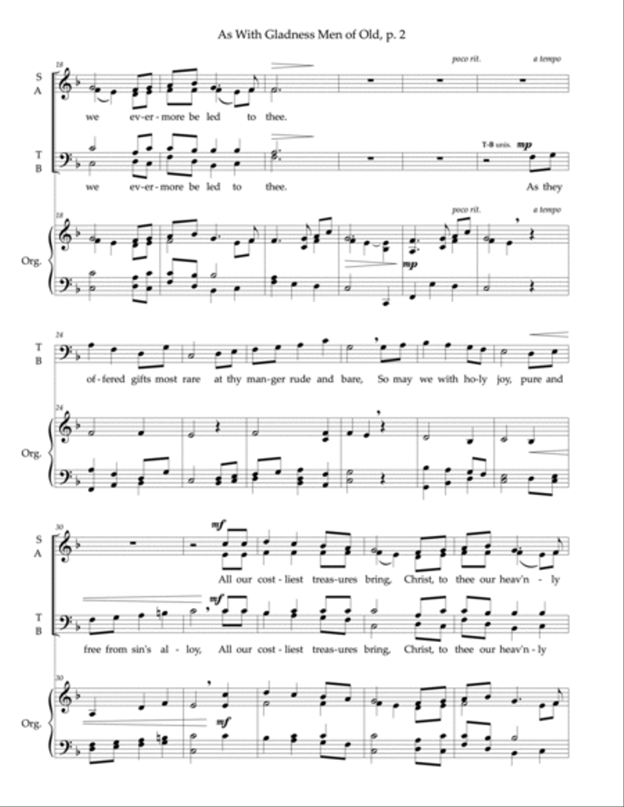 As With Gladness Men of Old (new tune) — SATB and organ 4-Part scores gallery preview page 4