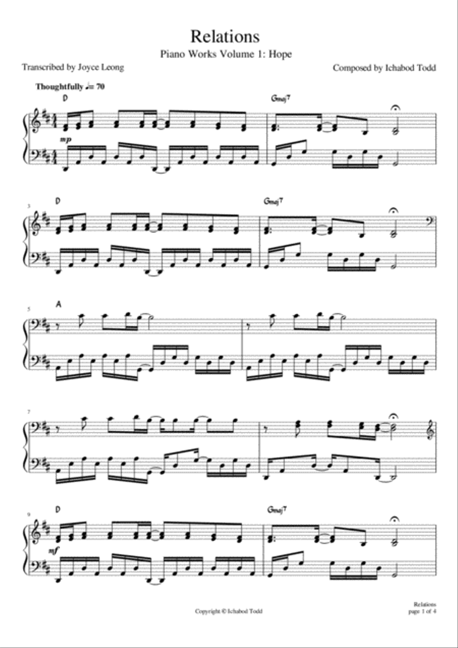Relations Piano Solo scores gallery preview page 1