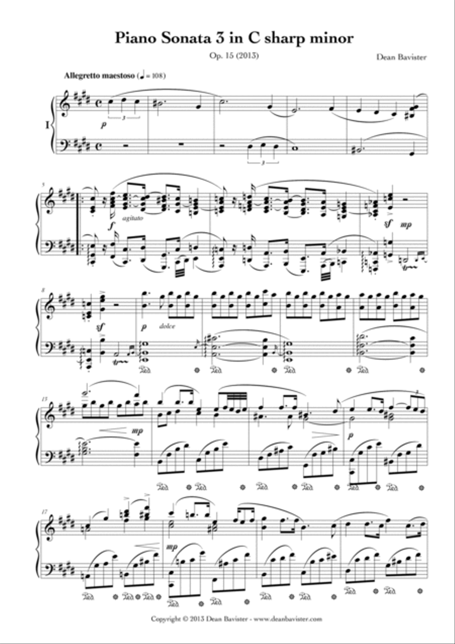 Piano Sonata 3 in C Sharp Minor (Opus 15) Piano Solo scores gallery preview page 3
