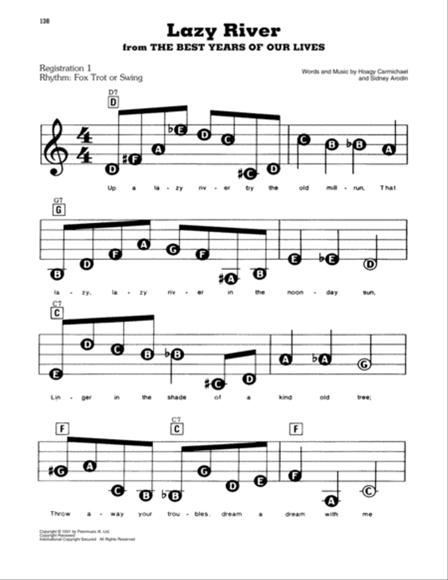 Lazy River (from The Best Years Of Our Lives) Electronic Keyboard scores gallery preview page 1