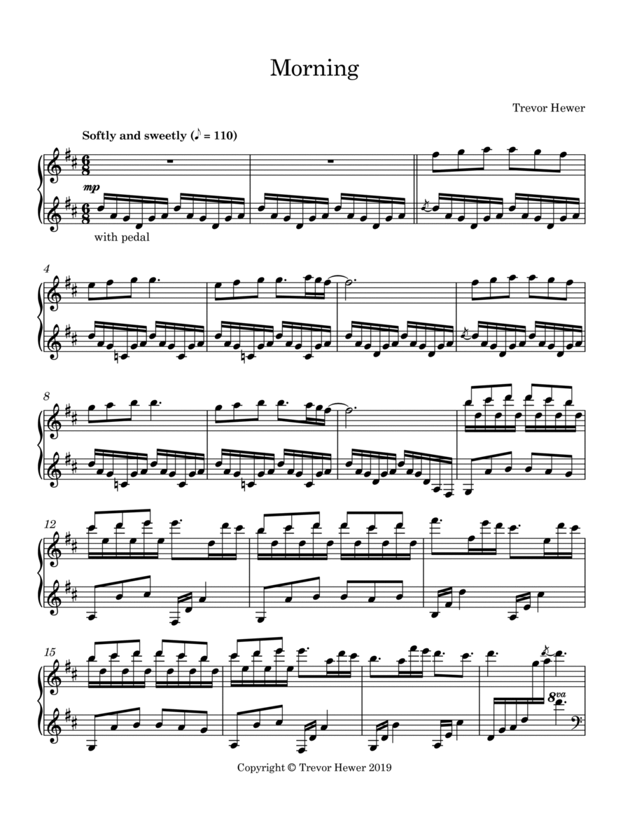 Morning Morning Piano Solo scores gallery preview page 1