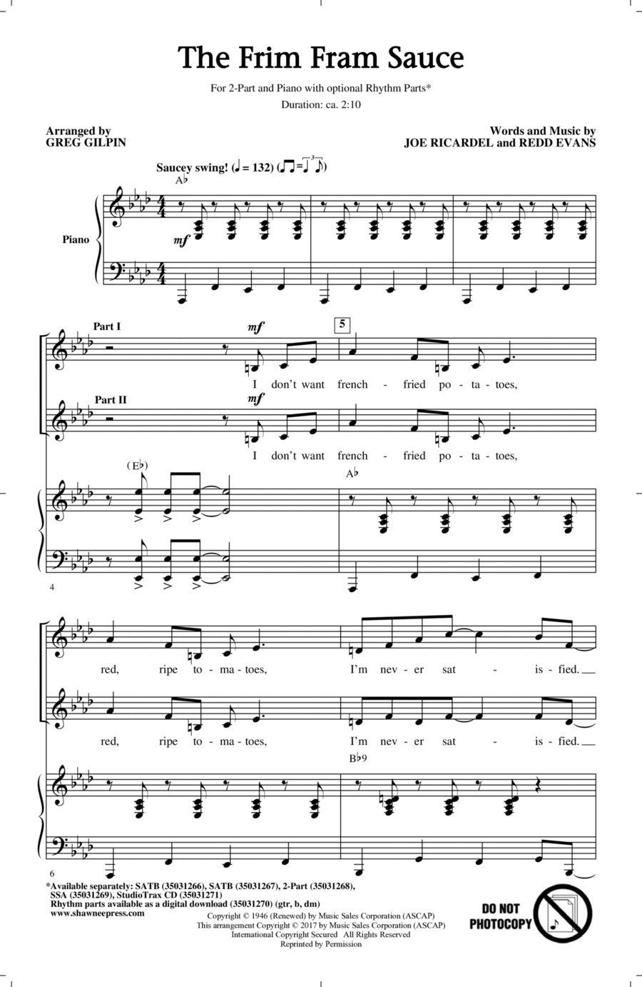The Frim Fram Sauce The Frim Fram Sauce 2-Part scores gallery preview page 1