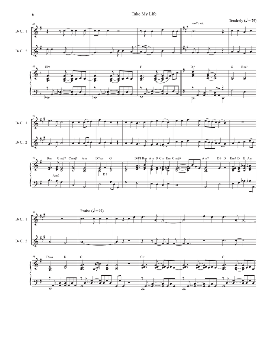 Take My Life (Duet for Bb-Clarinet) Clarinet Duet scores gallery preview page 6