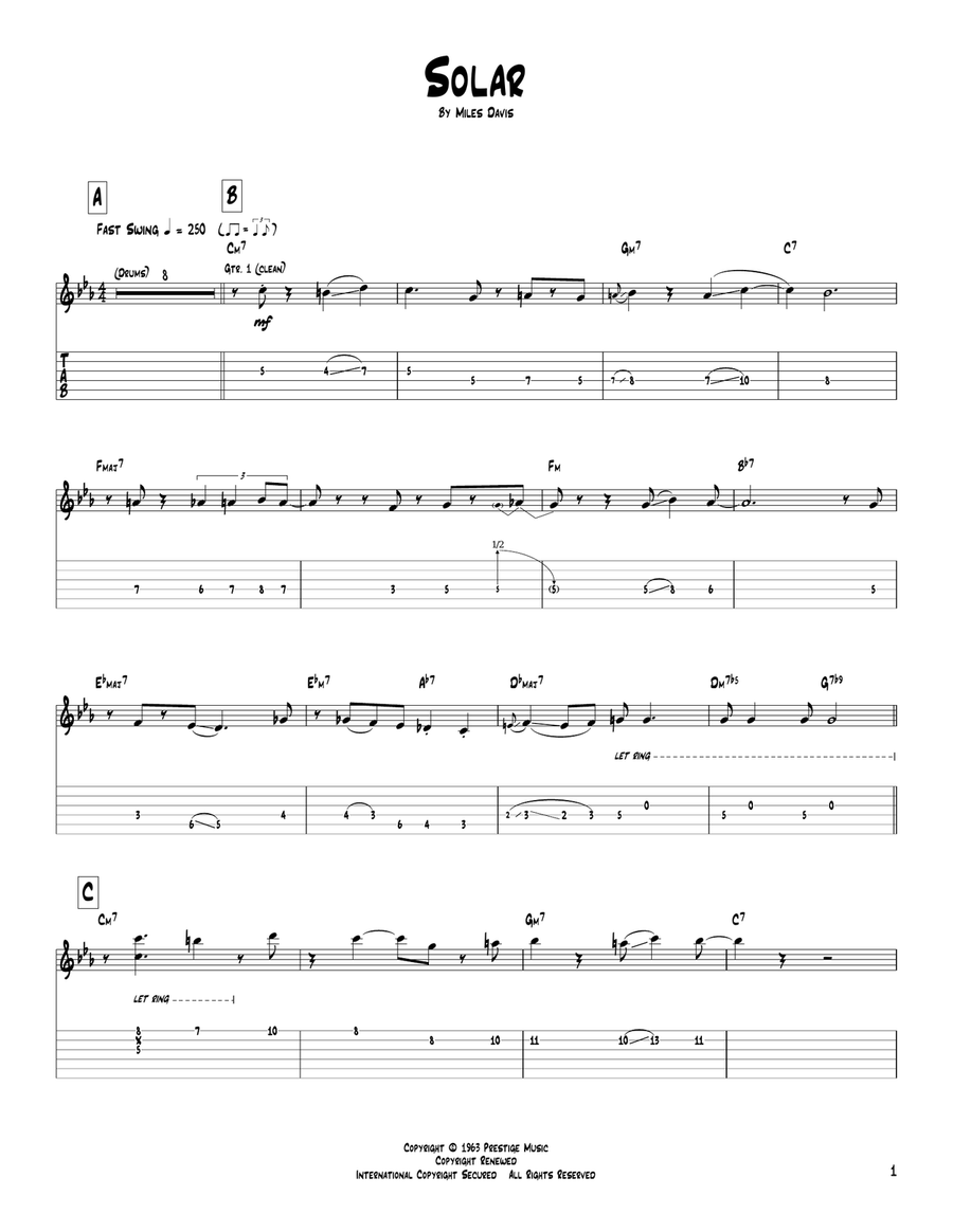 Solar Electric Guitar scores gallery preview page 1
