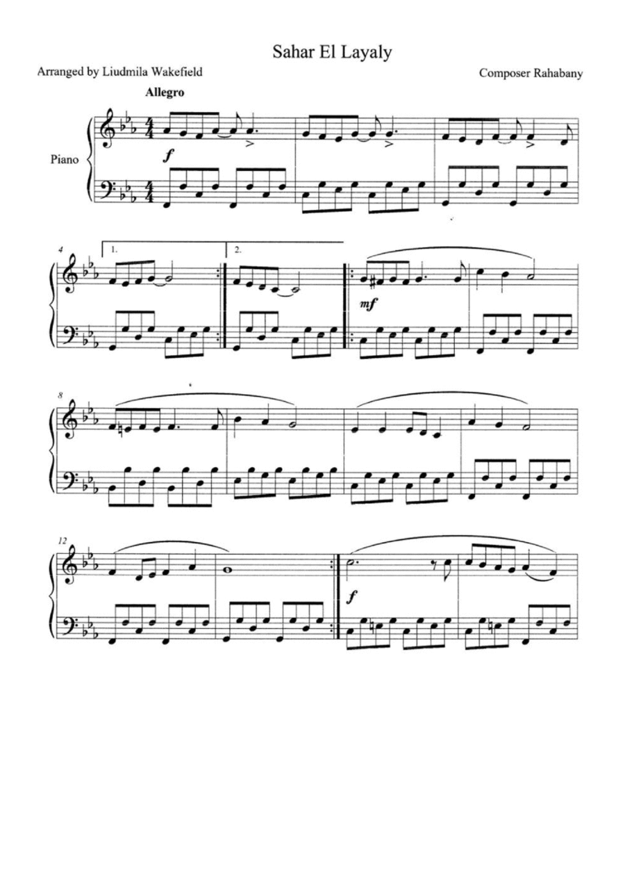 Sahar El Layali Sahar El Layali Piano Solo scores gallery preview page 1