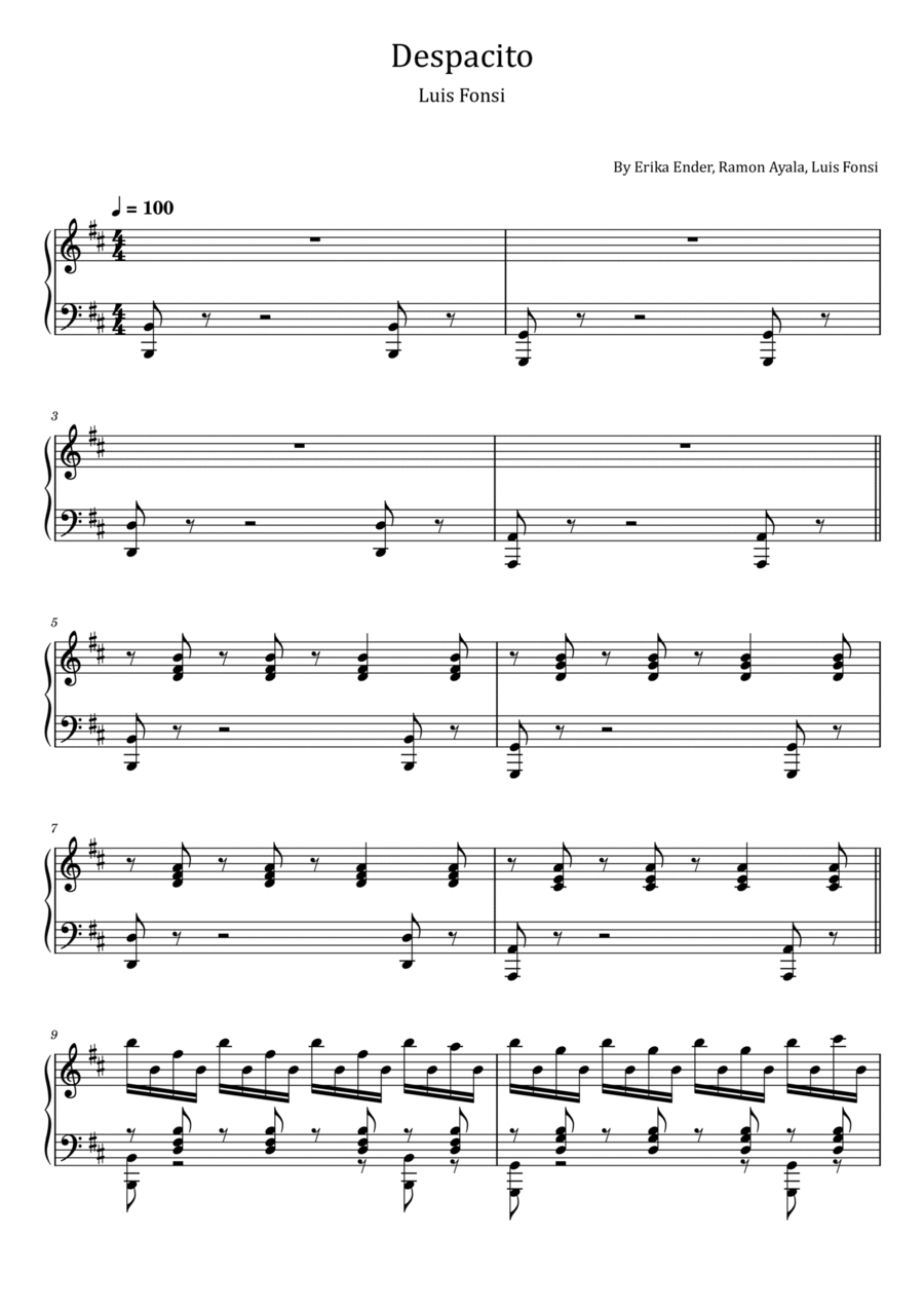 Despacito Despacito Piano Solo scores gallery preview page 1