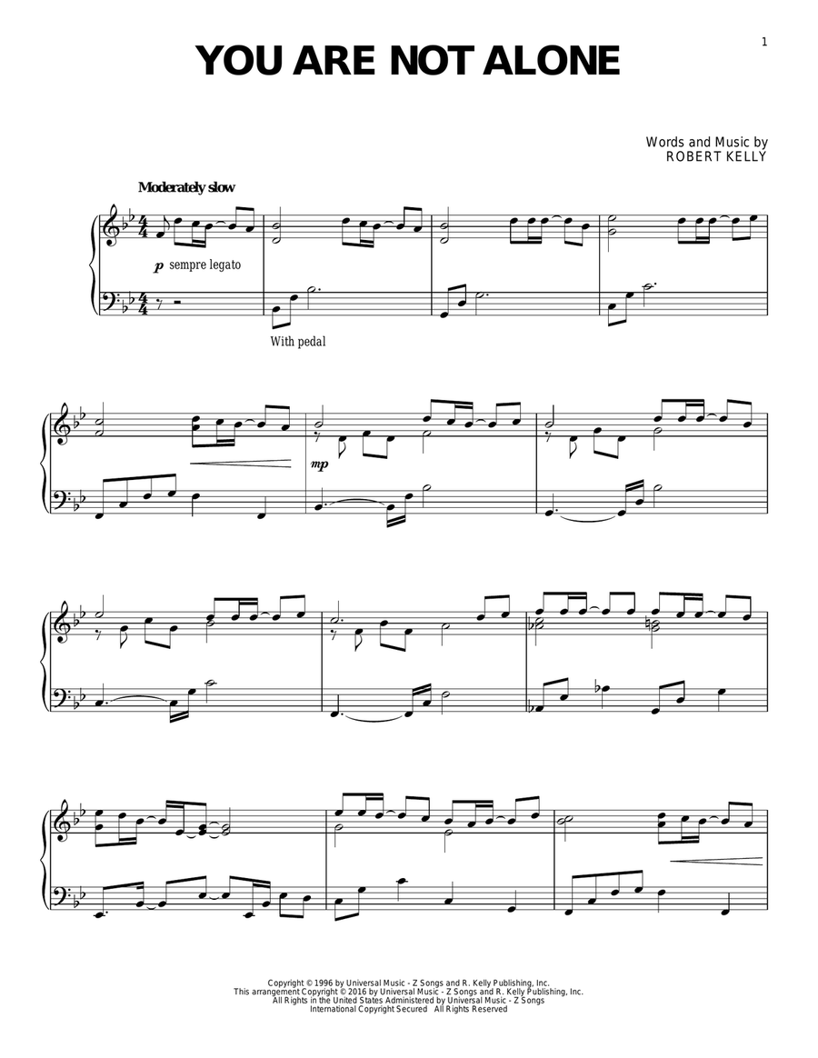 You Are Not Alone Piano Solo scores gallery preview page 1