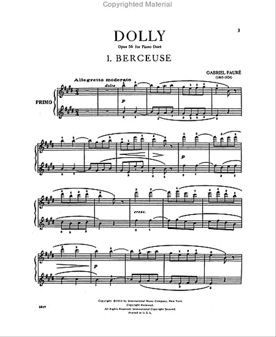 Dolly, Opus 56. Six Original Pieces 1 Piano, 4-Hands scores gallery preview page 3