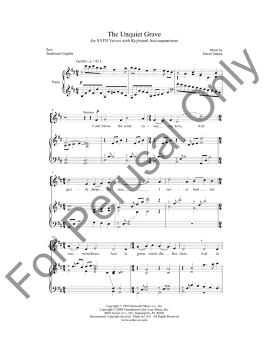 The Unquiet Grave 4-Part scores gallery preview page 2
