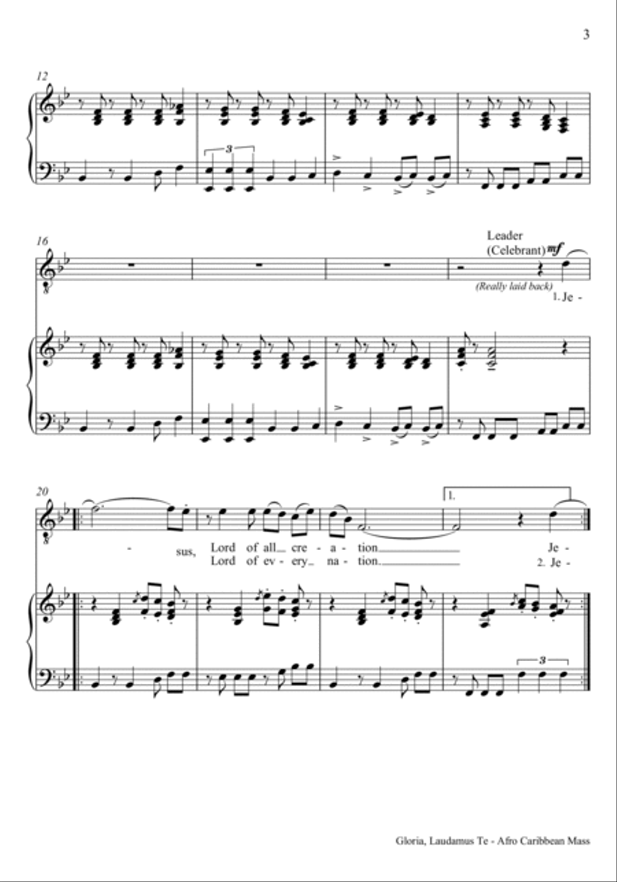 Gloria - Laudamus Te 4-Part scores gallery preview page 2