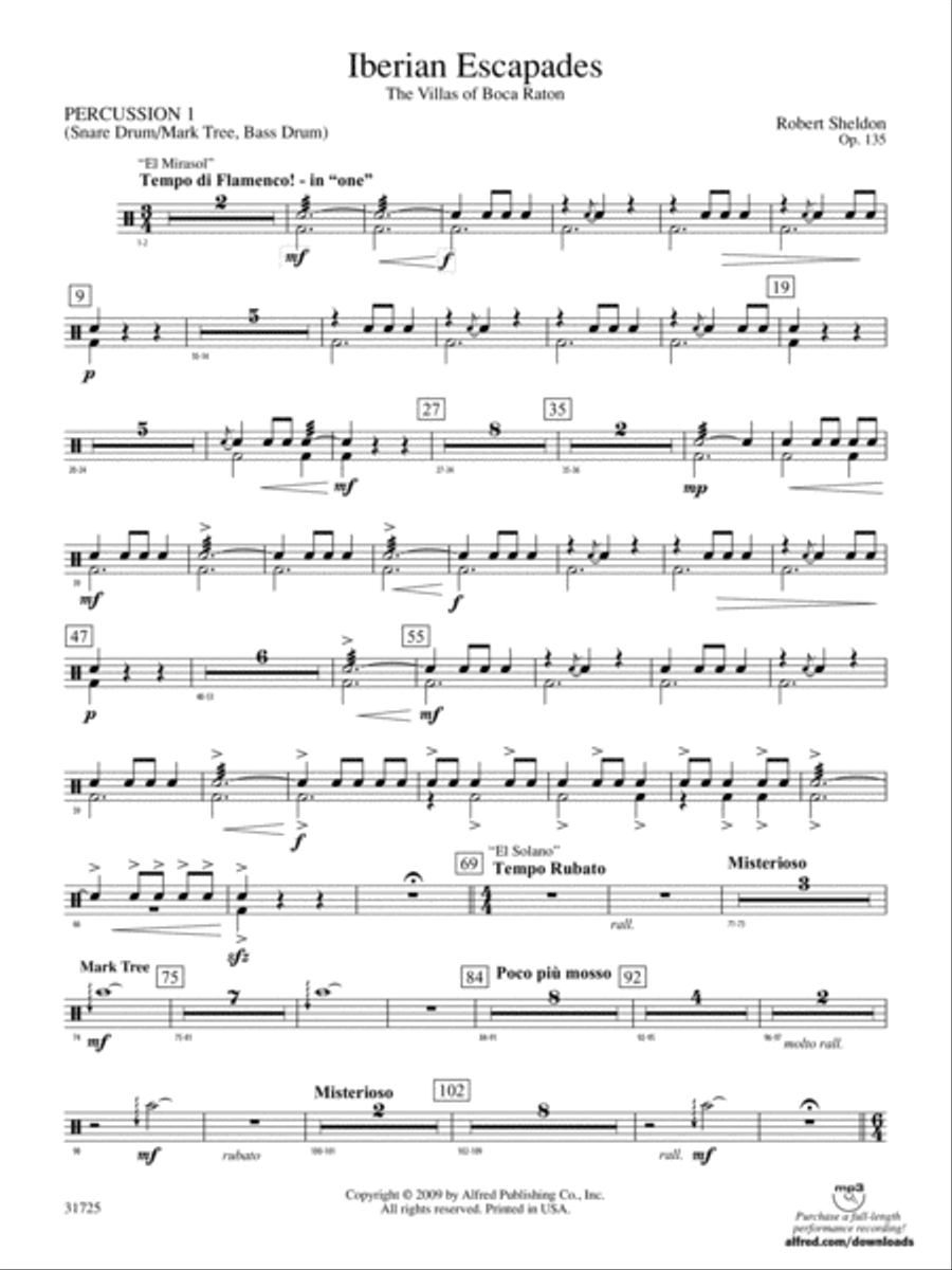 Iberian Escapades: 1st Percussion Concert Band scores gallery preview page 1