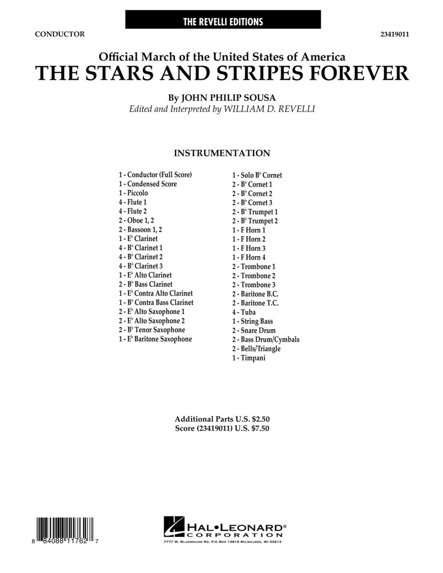 The Stars and Stripes Forever - Conductor Score (Full Score) Concert Band scores gallery preview page 1