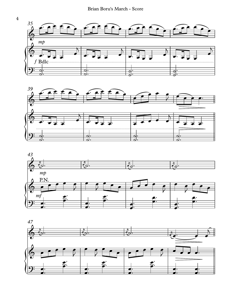 Brian Boru’s March, Duet for Oboe and Harp Oboe scores gallery preview page 4