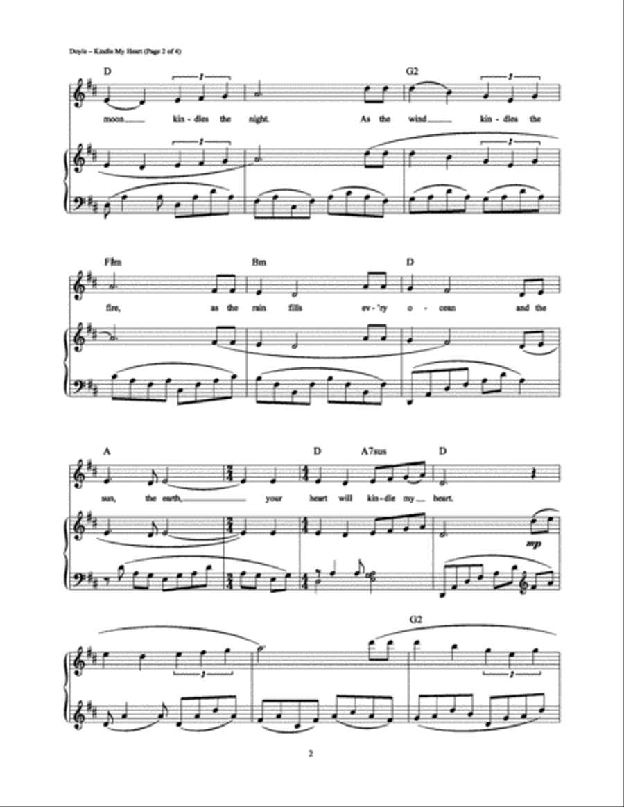 Kindle My Heart Piano, Vocal, Guitar scores gallery preview page 2