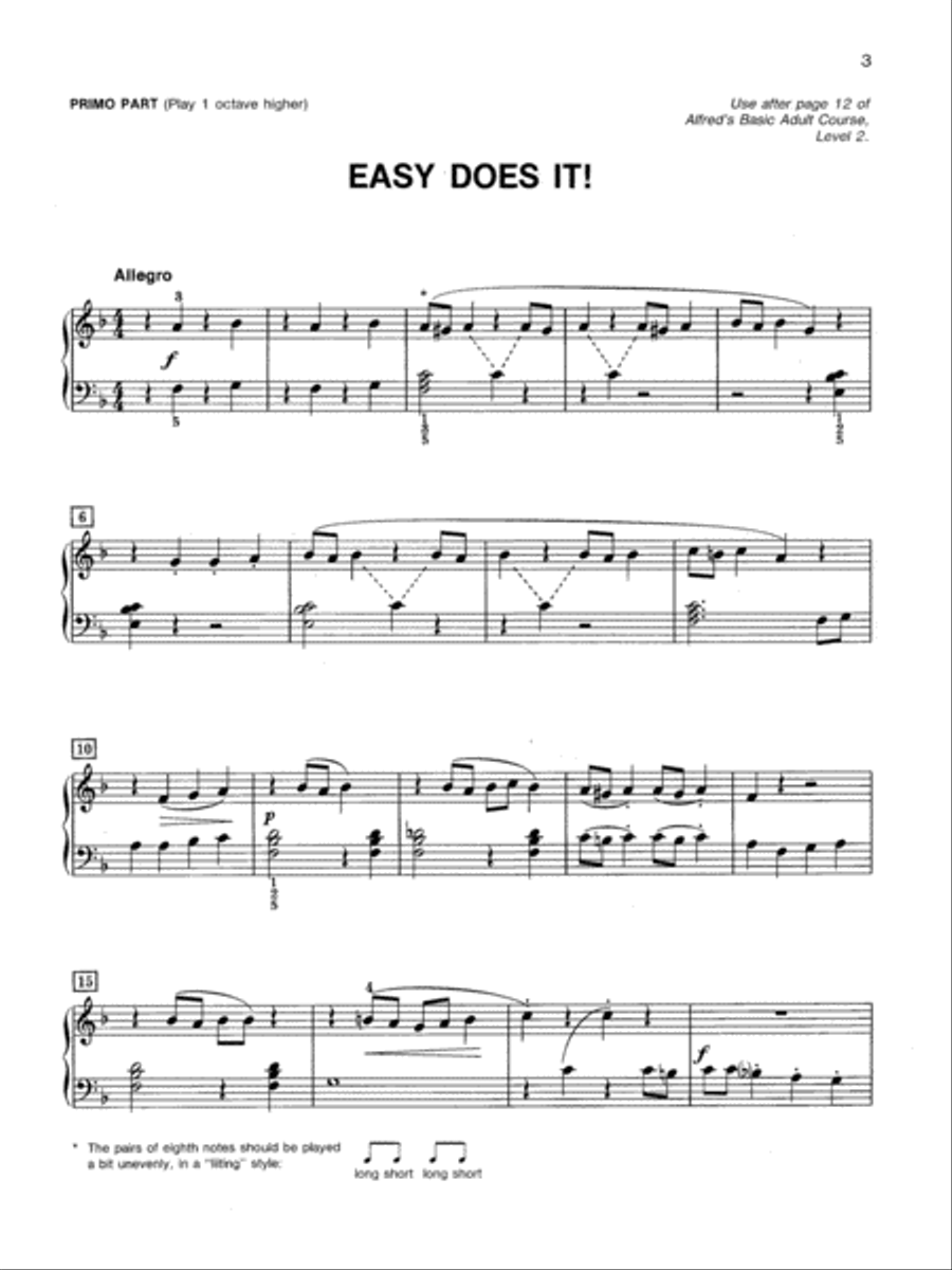 Alfred's Basic Adult Piano Course Duet Book, Book 2 Piano Method scores gallery preview page 4