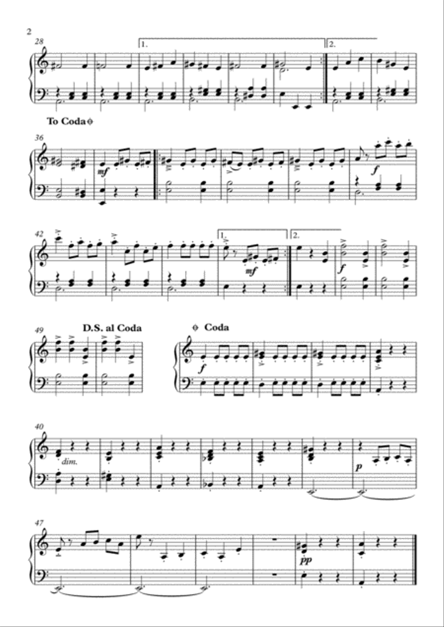 2 Halloween Themes for piano solo (Danse Macabre, Hall of the Mountain King) Piano Solo scores gallery preview page 2