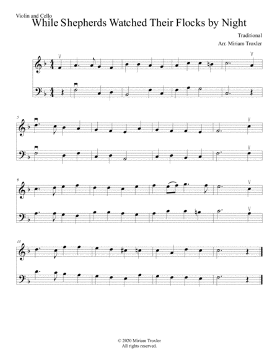 Traditional Christmas Carols for Two String Instruments: Violin and Cello String Duet scores gallery preview page 5