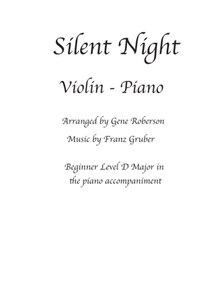 Book cover for Silent Night Violin Solo in D with Beginner Piano