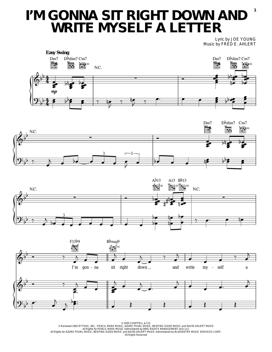 I'm Gonna Sit Right Down And Write Myself A Letter Piano, Vocal, Guitar scores gallery preview page 1