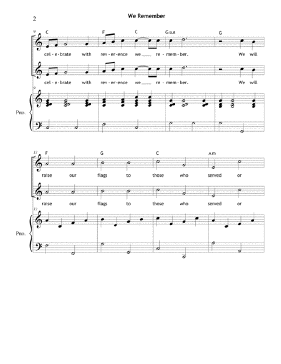We Remember (A Veterans Day Tribute) SA We Remember (A Veterans Day Tribute) SA SA scores gallery preview page 2