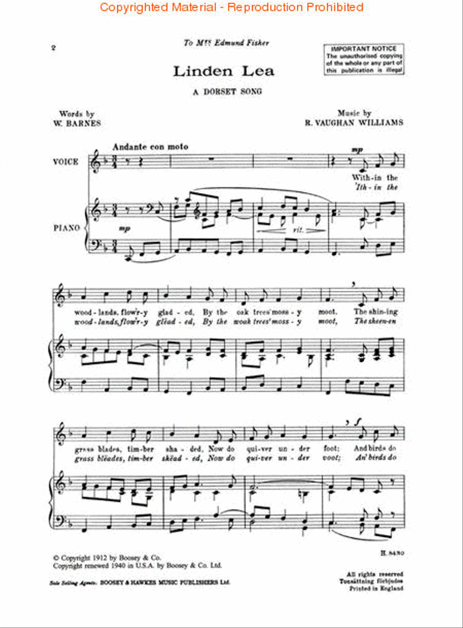 Linden Lea Low Voice scores gallery preview page 2