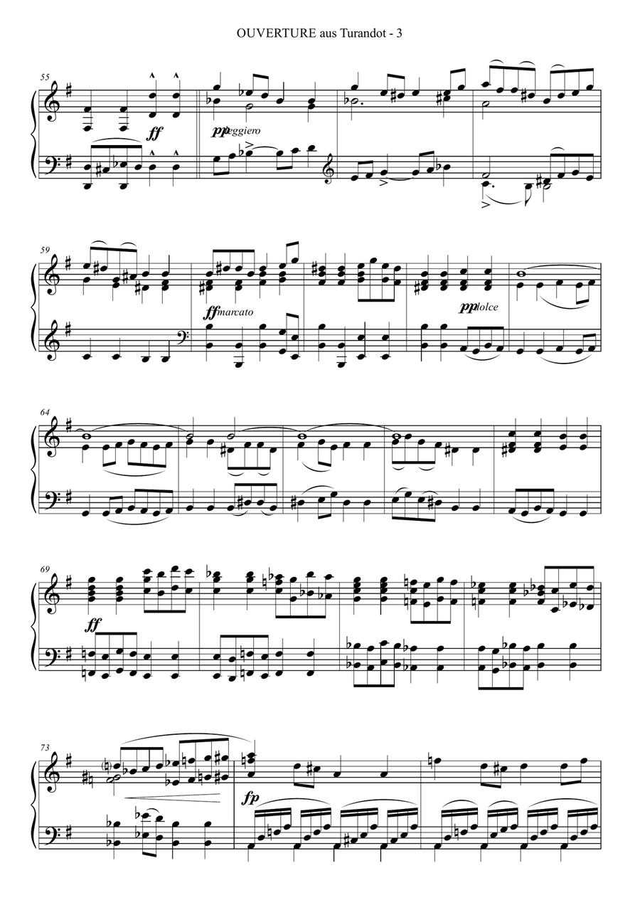 Overture from TURANDOT - for Piano solo image number null