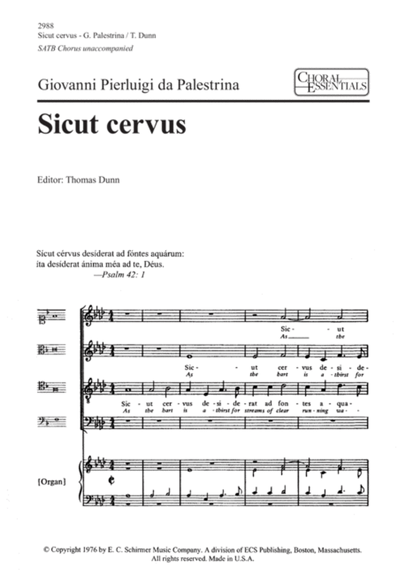 Sicut cervus (As the hart is athirst) (Downloadable)