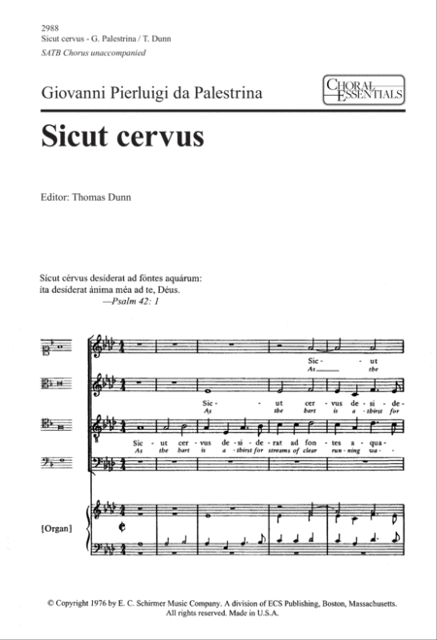 Sicut cervus (As the hart is athirst) (Downloadable)