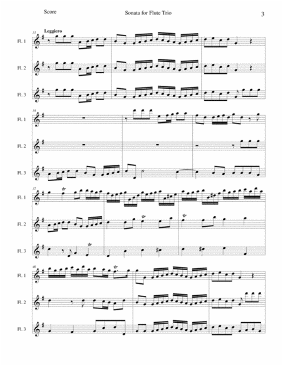 Flute Sonata, Opus 7 No 5 Flute Trio scores gallery preview page 3