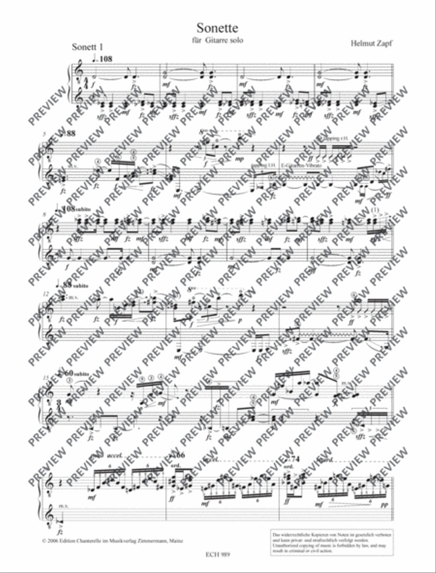 Sonette Guitar scores gallery preview page 4