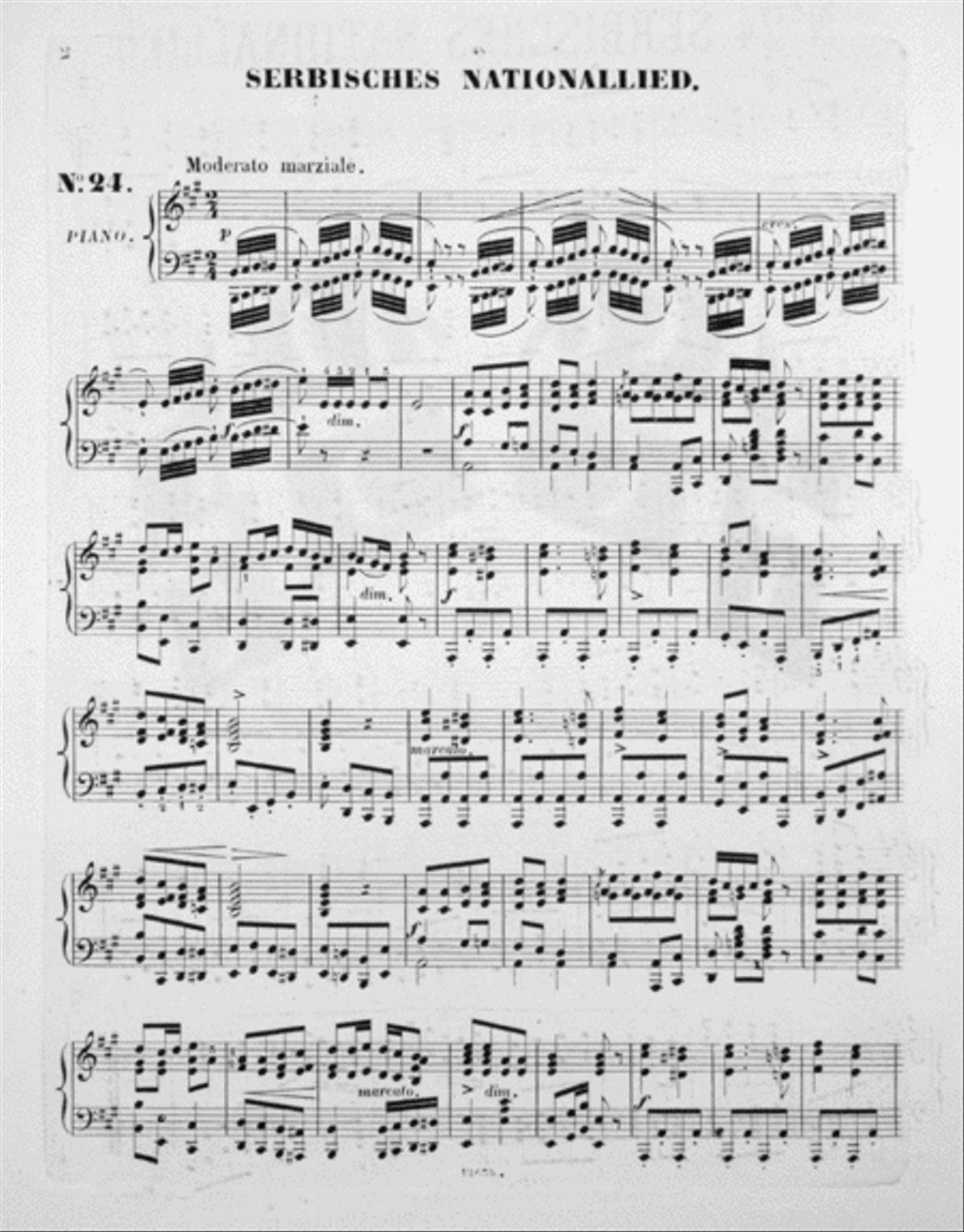 No. 24. Serbisches Nationallied (Chant National Servien). Vaterlands-Lieder. (Chants Patriotiques fur das Piano-Forte) Piano Solo scores gallery preview page 2