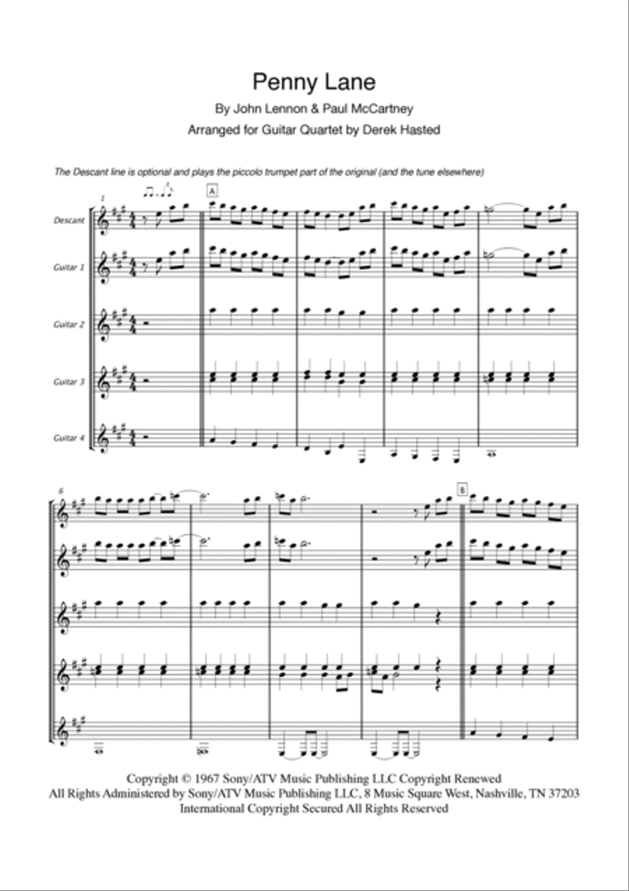 Penny Lane Guitar Ensemble scores gallery preview page 4
